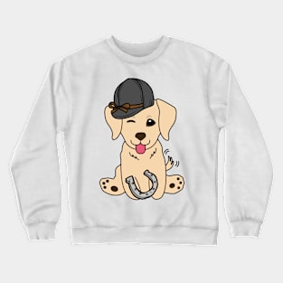 Funny retriever is ready to ride a horse Crewneck Sweatshirt